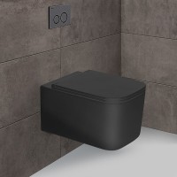 Подвесной безободковый унитаз Vincea Ultra VT1-32MB, крышка микролифт ультратонкая, черный матовый