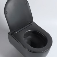 Подвесной безободковый унитаз Vincea Evo, ультратонкое soft-close сиденье, цвет черный матовый, VT1-34SMB