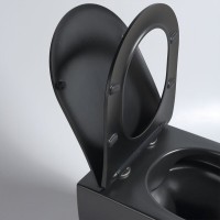 Подвесной безободковый унитаз Vincea Evo, ультратонкое soft-close сиденье, цвет черный матовый, VT1-34SMB