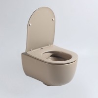 Подвесной безободковый унитаз Vincea Evo, ультратонкое soft-close сиденье, цвет капучино матовый, VT1-34SMC