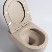 Подвесной безободковый унитаз Vincea Evo, ультратонкое soft-close сиденье, цвет капучино матовый, VT1-34SMC