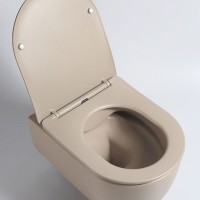 Подвесной безободковый унитаз Vincea Evo, ультратонкое soft-close сиденье, цвет капучино матовый, VT1-34SMC