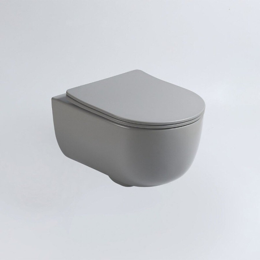 Подвесной безободковый унитаз Vincea Evo, ультратонкое soft-close сиденье, цвет серый матовый, VT1-34SMG