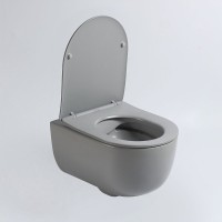 Подвесной безободковый унитаз Vincea Evo, ультратонкое soft-close сиденье, цвет серый матовый, VT1-34SMG
