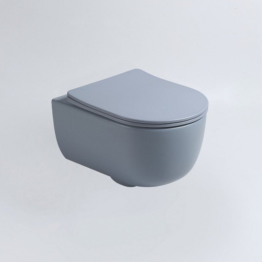 Подвесной унитаз Vincea Evo VT1-34SMO, безободковый, ультратонкое soft-close сиденье, цвет океан матовый