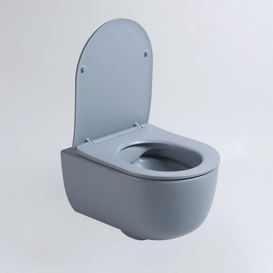 Подвесной унитаз Vincea Evo VT1-34SMO, безободковый, ультратонкое soft-close сиденье, цвет океан матовый