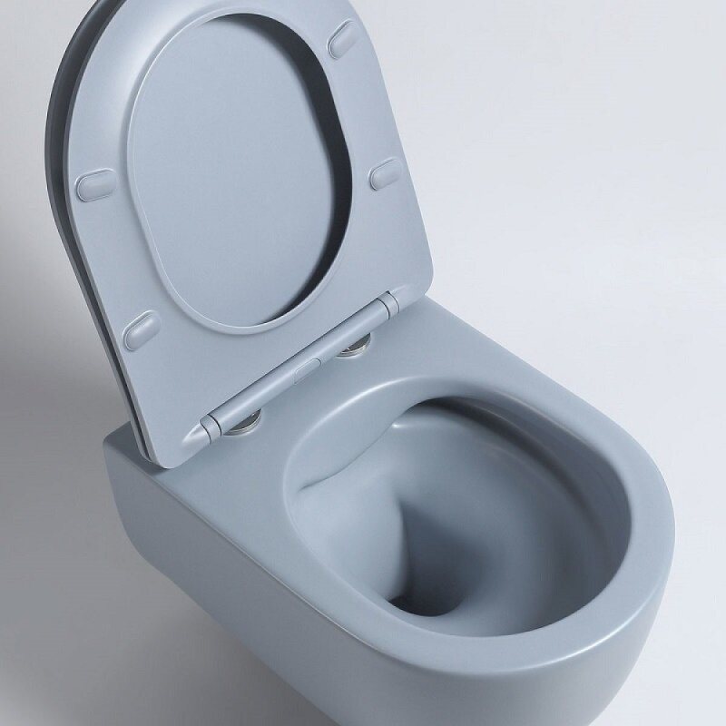 Подвесной унитаз Vincea Evo VT1-34SMO, безободковый, ультратонкое soft-close сиденье, цвет океан матовый