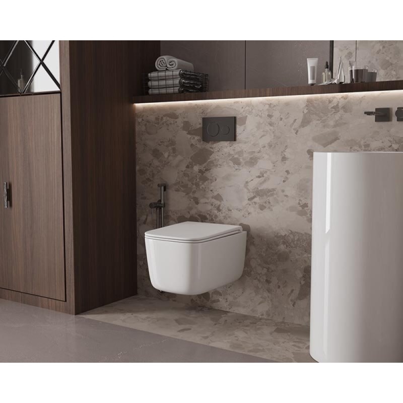 Подвесной безободковый унитаз Vincea Capri VT1-63T, ультратонкое soft-close сиденье, смыв торнадо, цвет белый