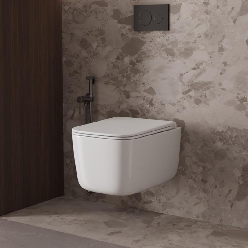 Подвесной безободковый унитаз Vincea Capri VT1-63T, ультратонкое soft-close сиденье, смыв торнадо, цвет белый
