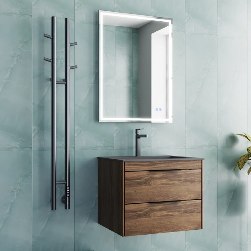 Полотенцесушитель электрический Vincea VTD-1D2GE, высота 130 см, ширина 12 см, диммер справа, цвет графит