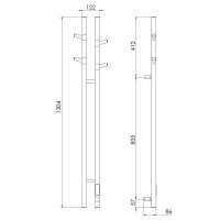 Полотенцесушитель электрический Vincea VTD-1D2GE, высота 130 см, ширина 12 см, диммер справа, цвет графит