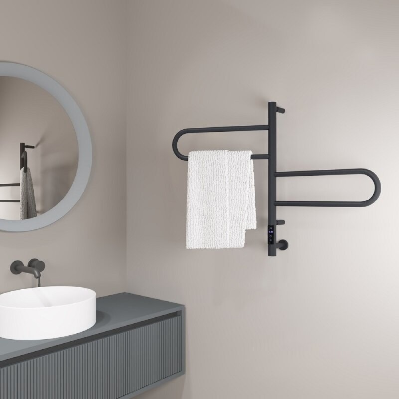 Полотенцесушитель электрический Vincea VTD-1R1 VTD-1R1CGE, ширина 44 см, высота 60 см, диммер, графит матовый