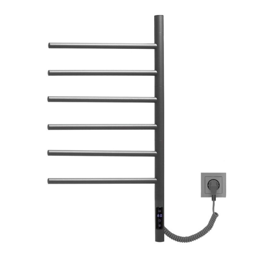Полотенцесушитель электрический Vincea VTD-1S2 VTD-1S2CGE, ширина 43 см, высота 80 см, диммер, графит матовый