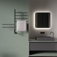 Полотенцесушитель электрический Vincea VTD-1S2 VTD-1S2CGE, ширина 43 см, высота 80 см, диммер, графит матовый