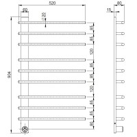 Полотенцесушитель электрический Vincea VTD-2SC3GM, ширина 52 см, высота 90 см, цвет вороненая сталь