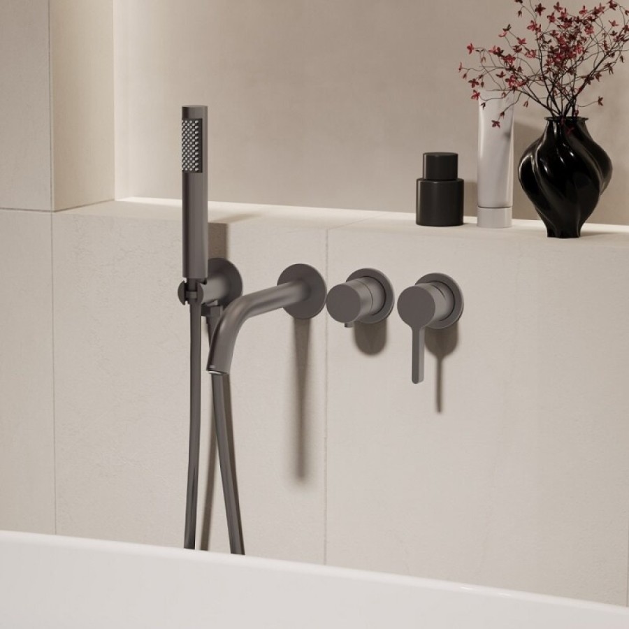 Смеситель для ванны Vincea Villa VTFW-1VL1GM, встраиваемый, цвет вороненая сталь