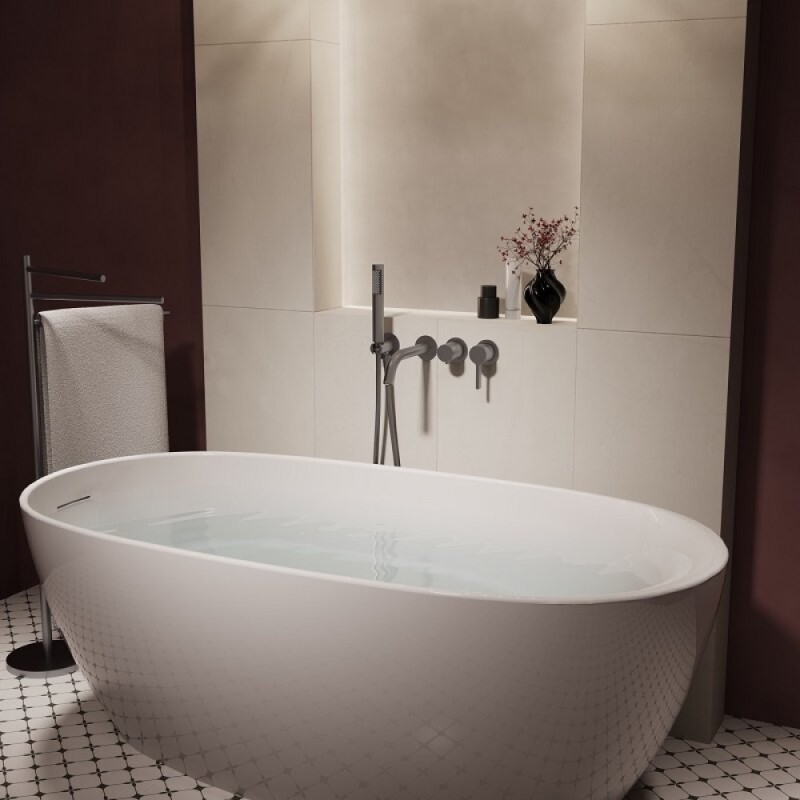 Смеситель для ванны Vincea Villa VTFW-1VL1GM, встраиваемый, цвет вороненая сталь