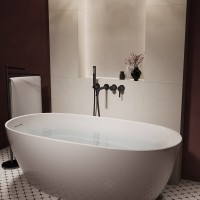 Смеситель для ванны Vincea Villa VTFW-1VL1MB, встраиваемый, цвет черный матовый
