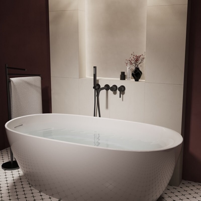 Смеситель для ванны Vincea Villa VTFW-1VL1MB, встраиваемый, цвет черный матовый
