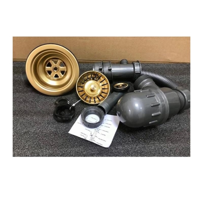Сифон с выпуском и переливом Zorg PVD W 1 BRONZE, бронза