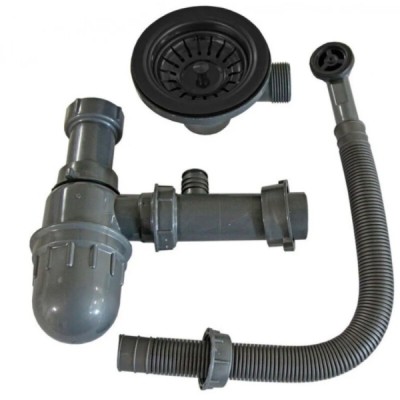 Сифон с выпуском и переливом Zorg PVD W 1 GRAFIT, цвет графит