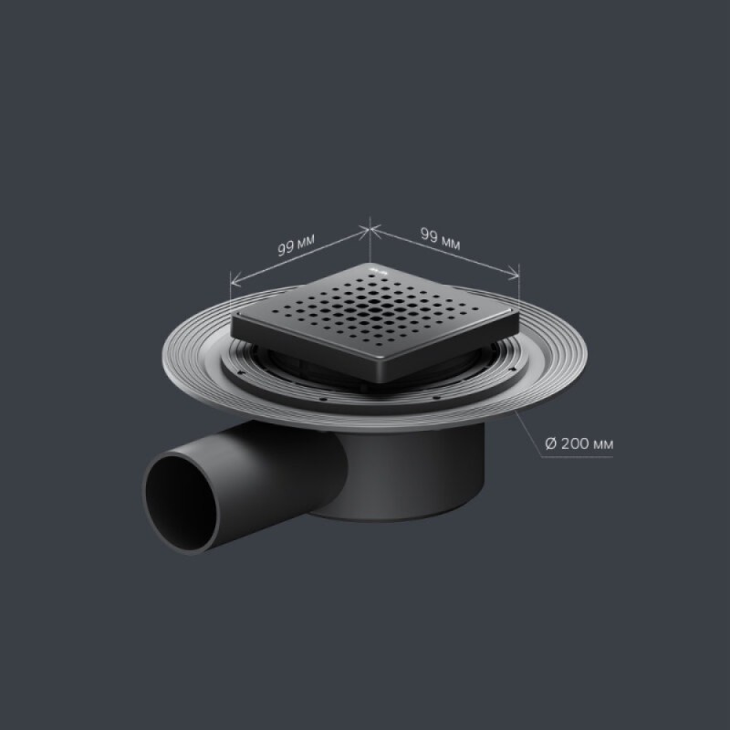 Дренажный трап Am.Pm MasterFlow W01BD-P11-010-01BM, 10 см, с перфорированной решеткой, цвет черный матовый