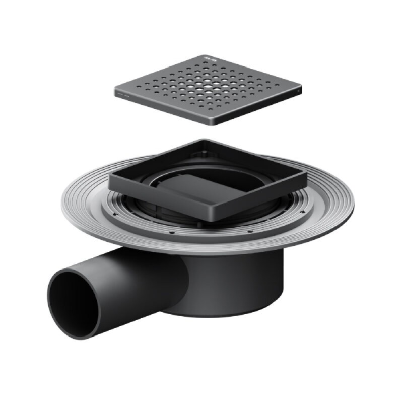Дренажный трап Am.Pm MasterFlow W01BD-P11-010-01BM, 10 см, с перфорированной решеткой, цвет черный матовый