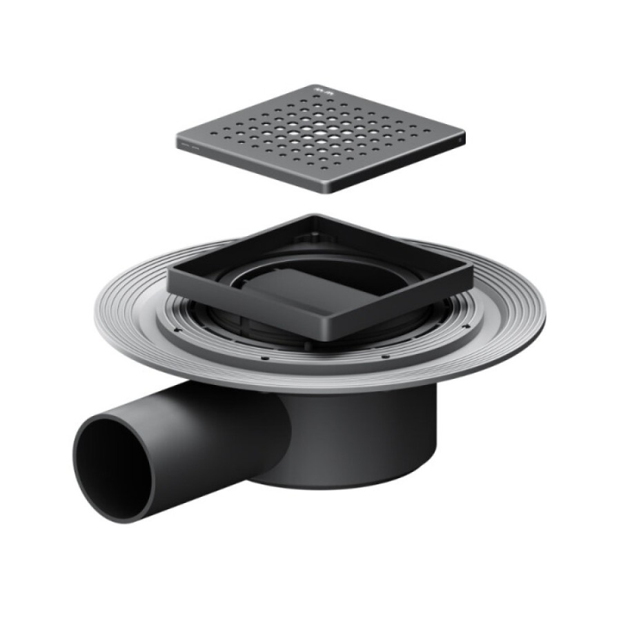 Дренажный трап Am.Pm MasterFlow W01BD-P11-010-01BM, 10 см, с перфорированной решеткой, цвет черный матовый