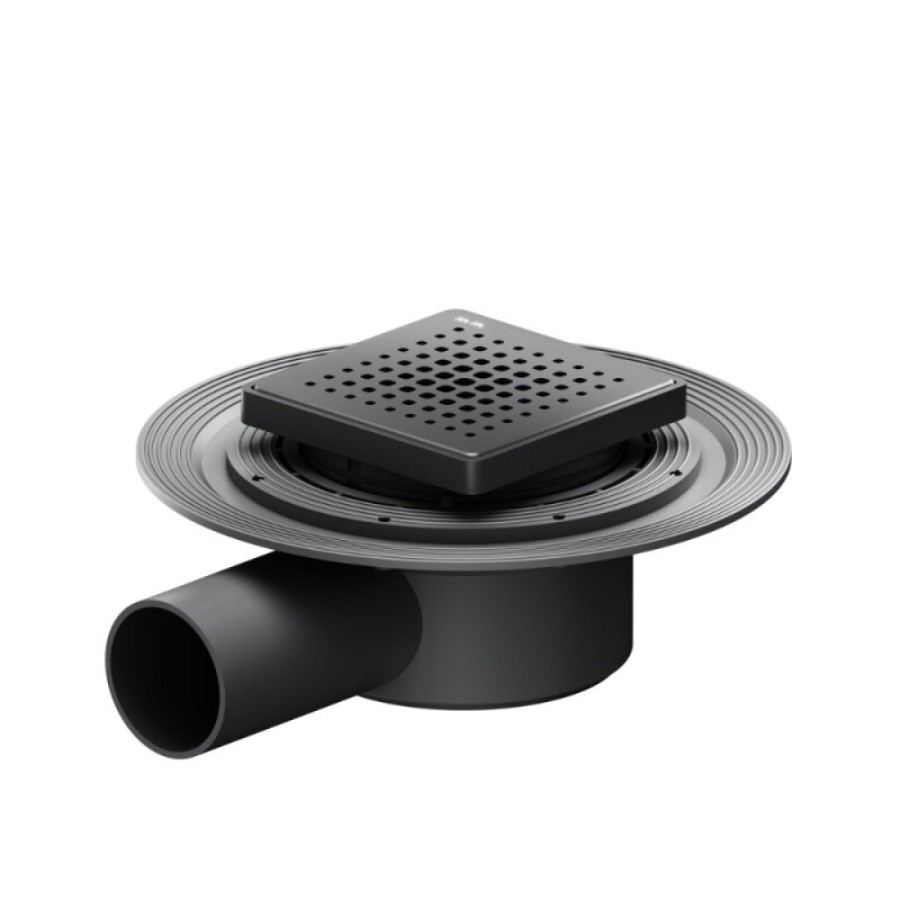Дренажный трап Am.Pm MasterFlow W01BD-P11-010-01BM, 10 см, с перфорированной решеткой, цвет черный матовый