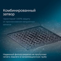 Дренажный трап Am.Pm MasterFlow W01BD-P11-010-01BM, 10 см, с перфорированной решеткой, цвет черный матовый