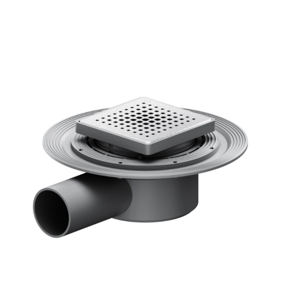 Дренажный трап Am.Pm MasterFlow W01BD-P11-010-01SB, 10 см, с перфорированной решеткой, цвет стальной матовый