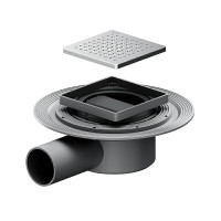 Дренажный трап Am.Pm MasterFlow W01BD-P11-010-01SB, 10 см, с перфорированной решеткой, цвет стальной матовый
