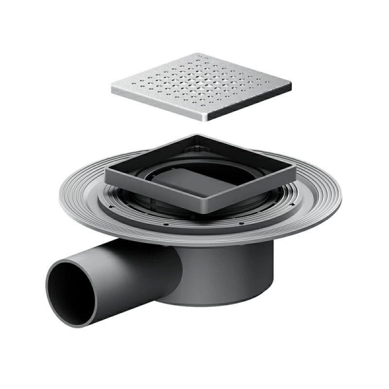 Дренажный трап Am.Pm MasterFlow W01BD-P11-010-01SB, 10 см, с перфорированной решеткой, цвет стальной матовый