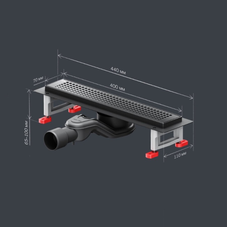 Дренажный канал Am.Pm MasterFlow W01SC-P11-040-01BM, 40 см, с перфорированной решеткой, цвет черный матовый