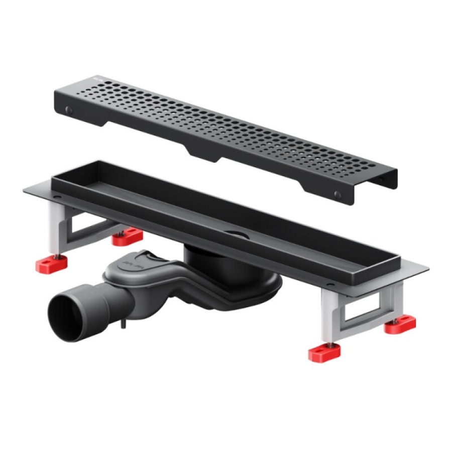 Дренажный канал Am.Pm MasterFlow W01SC-P11-040-01BM, 40 см, с перфорированной решеткой, цвет черный матовый