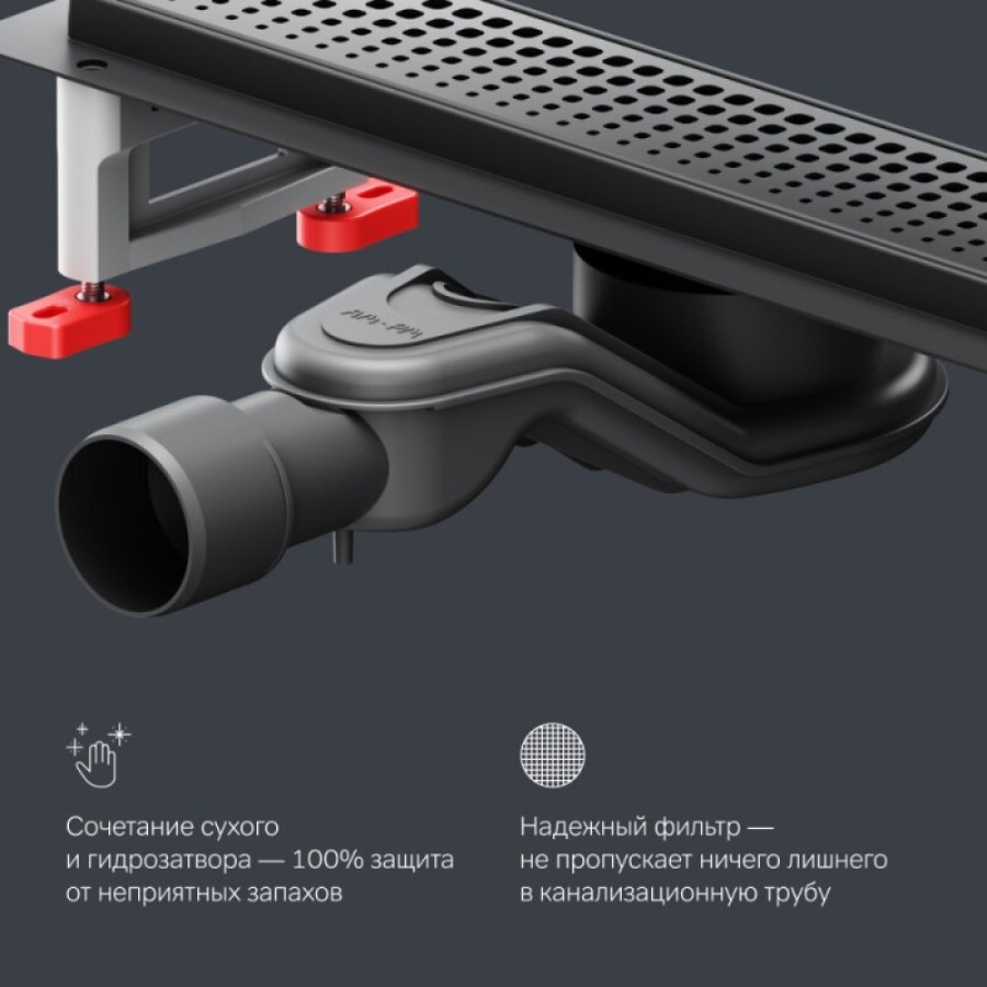 Дренажный канал Am.Pm MasterFlow W01SC-P11-040-01BM, 40 см, с перфорированной решеткой, цвет черный матовый