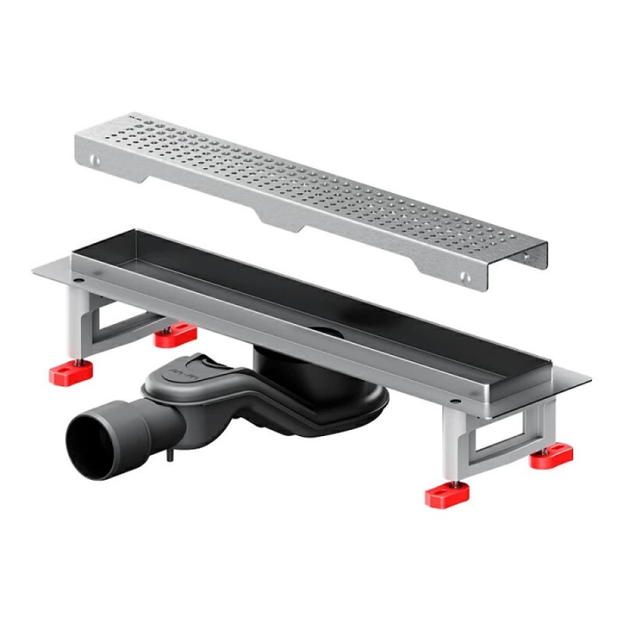 Дренажный канал Am.Pm MasterFlow W01SC-P11-040-01SB, 40 см, с перфорированной решеткой, цвет стальной матовый