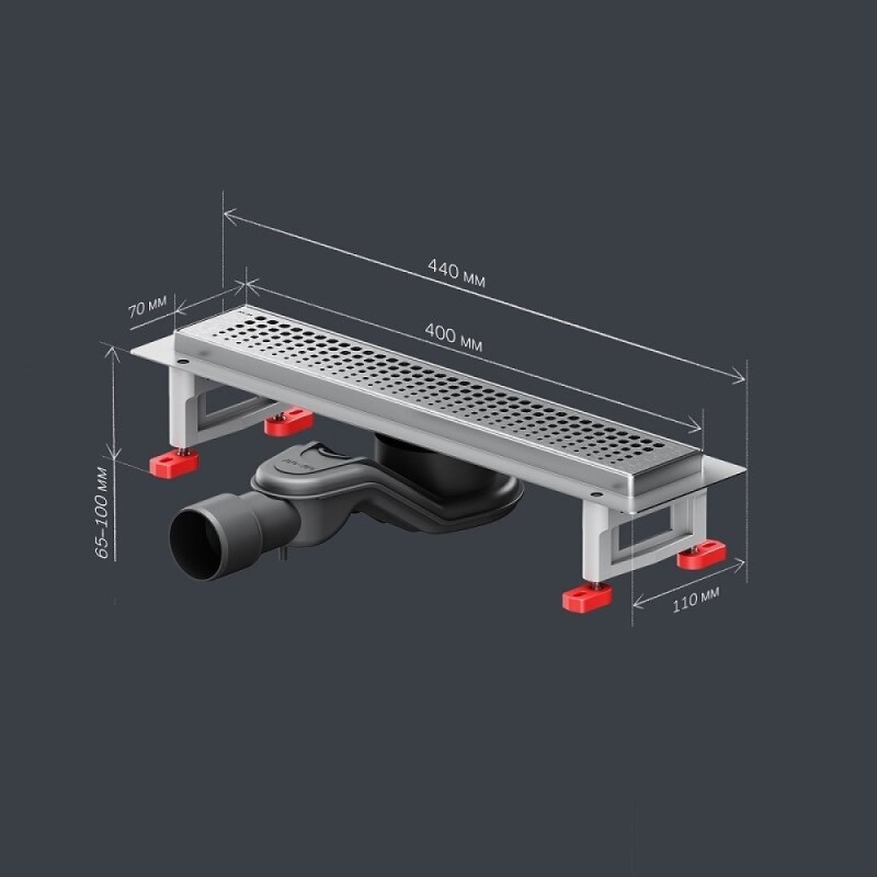 Дренажный канал Am.Pm MasterFlow W01SC-P11-040-01SB, 40 см, с перфорированной решеткой, цвет стальной матовый