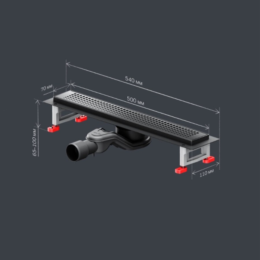 Дренажный канал Am.Pm MasterFlow W01SC-P11-050-01BM, 50 см, с перфорированной решеткой, цвет черный матовый