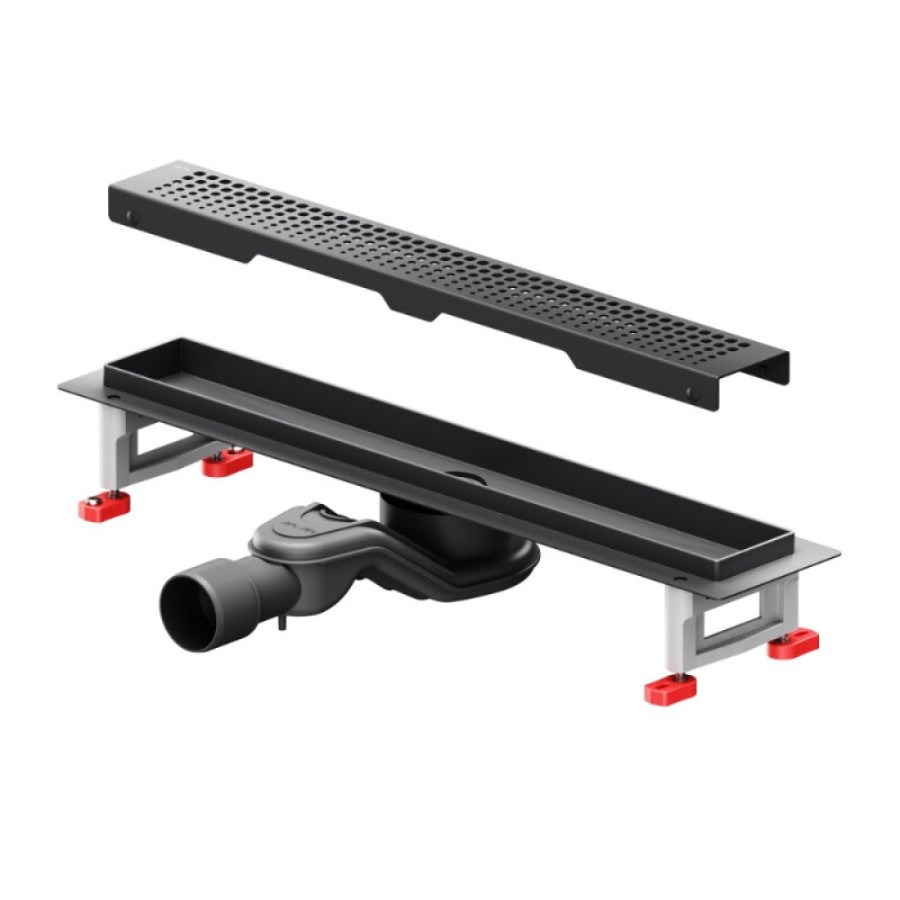 Дренажный канал Am.Pm MasterFlow W01SC-P11-050-01BM, 50 см, с перфорированной решеткой, цвет черный матовый