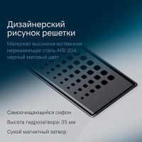 Дренажный канал Am.Pm MasterFlow W01SC-P11-050-01BM, 50 см, с перфорированной решеткой, цвет черный матовый