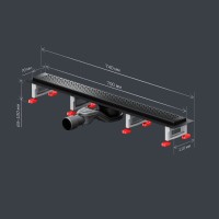 Дренажный канал Am.Pm MasterFlow W01SC-P11-070-01BM, 70 см, с перфорированной решеткой, цвет черный матовый