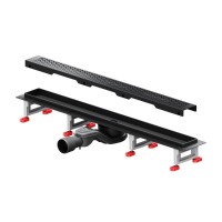 Дренажный канал Am.Pm MasterFlow W01SC-P11-070-01BM, 70 см, с перфорированной решеткой, цвет черный матовый