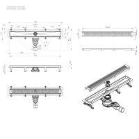 Дренажный канал Am.Pm MasterFlow W01SC-P11-070-01BM, 70 см, с перфорированной решеткой, цвет черный матовый