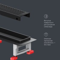 Дренажный канал Am.Pm MasterFlow W01SC-P11-070-01BM, 70 см, с перфорированной решеткой, цвет черный матовый