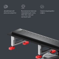 Дренажный канал Am.Pm MasterFlow W01SC-P11-070-01BM, 70 см, с перфорированной решеткой, цвет черный матовый