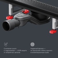 Дренажный канал Am.Pm MasterFlow W01SC-P11-070-01BM, 70 см, с перфорированной решеткой, цвет черный матовый