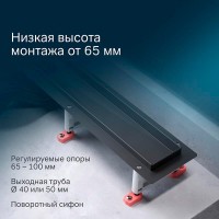 Дренажный канал Am.Pm MasterFlow W01SC-P11-070-01BM, 70 см, с перфорированной решеткой, цвет черный матовый