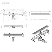 Дренажный канал Am.Pm MasterFlow W01SC-P11-070-01SB, 70 см, с перфорированной решеткой, цвет стальной матовый