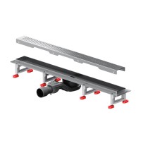 Дренажный канал Am.Pm MasterFlow W01SC-P11-070-01SB, 70 см, с перфорированной решеткой, цвет стальной матовый